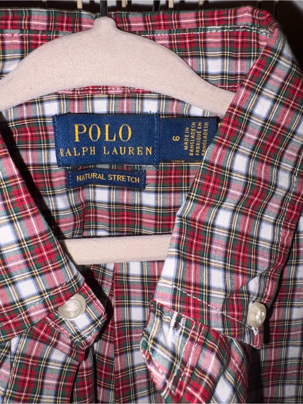 Ralph Lauren Red, Green & White Plaid Button-Down Shirt